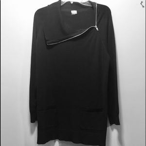 New York and Company Zip Neck Sweater Black XL